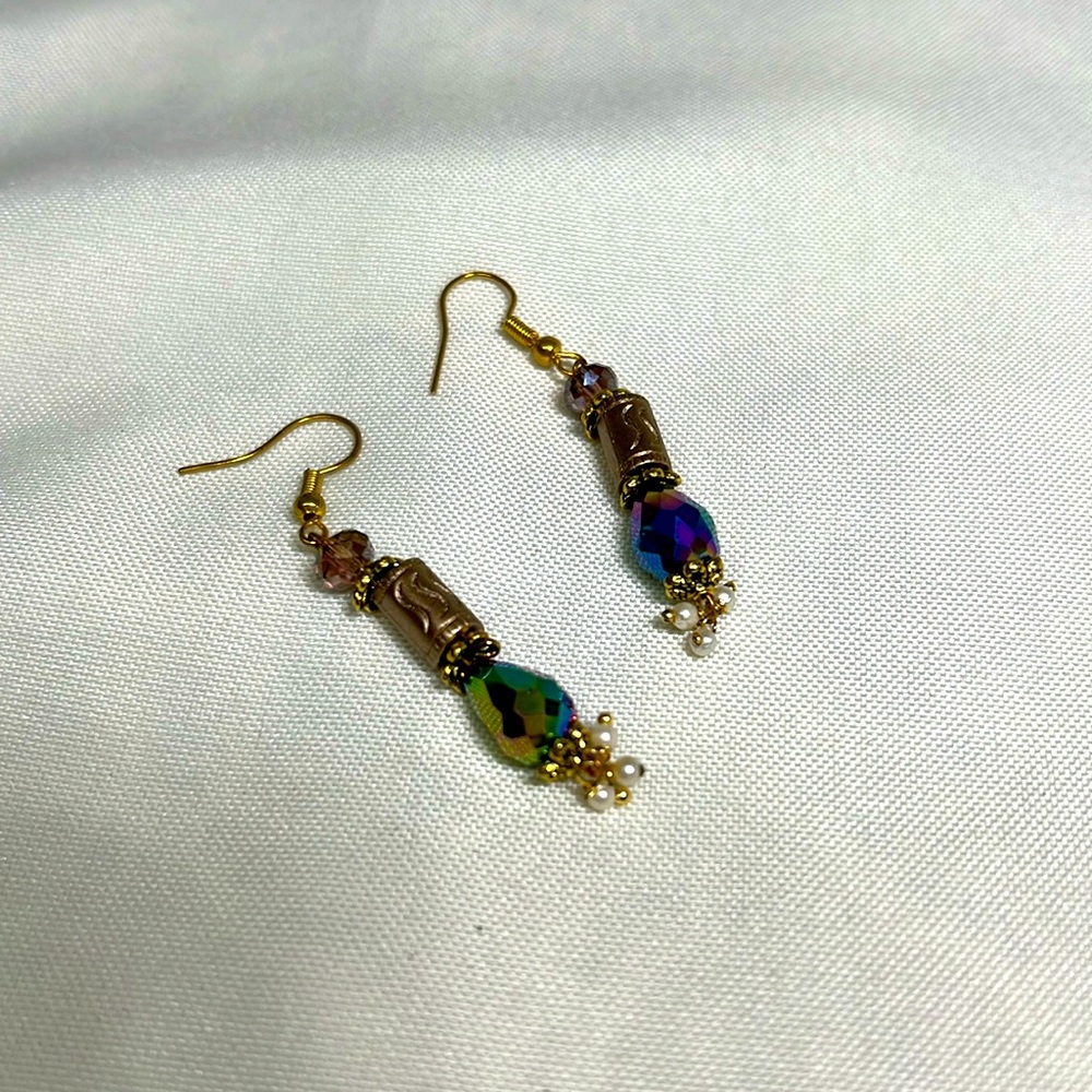 Handmade beautiful beads earrings gold and Rambo crystal beads for women #193